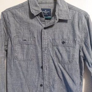 AE Heathered Black Light Denim Shirt - S